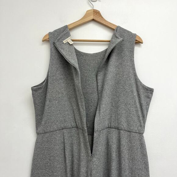 Eileen Fisher Organic Cotton Heathered Knit Wide Leg Crop Moon Jumpsuit - Large - Picture 9 of 15